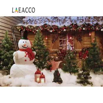 

Christmas Backdrops For Photography Tree Pine Snow Snowman Gift Wreath Yard Party Interior Photo Backdrop Photocall Photo Studio