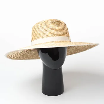 

01909-HH7224 summer wind brim handmade straw solid beach lady sun cap women leisure show style hat