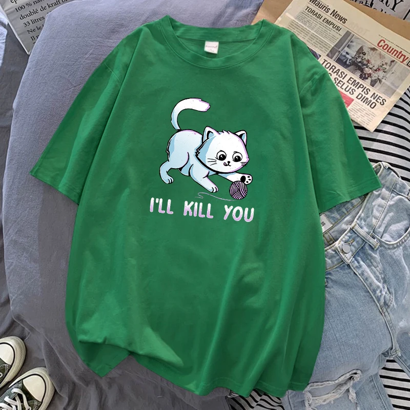 Morning Mood Lovely Print T Shirt Womens o neck Thin Section Clothing