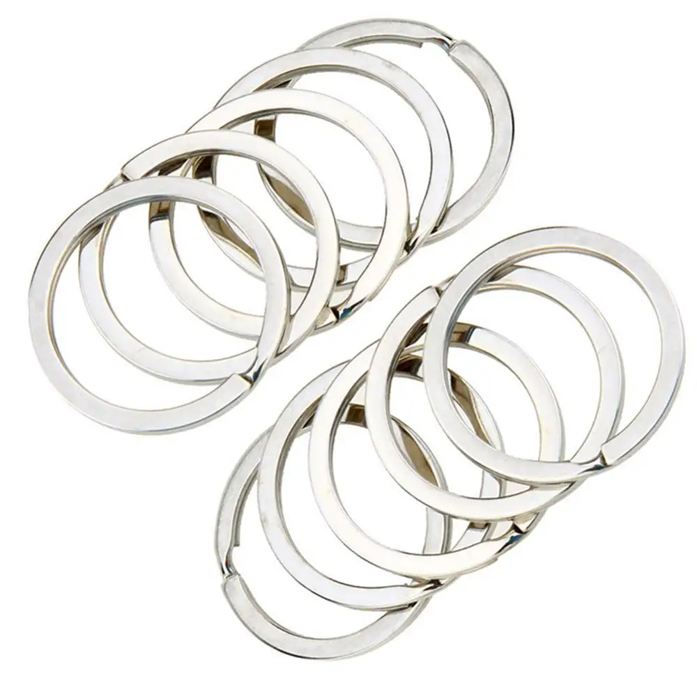 

10PCS 30mm Stainless Steel Hole Key Ring Key Chain Rhodium Plated Round Split Keychain