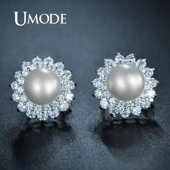 

UMODE Elegant Synthetic Pearl Earrings for Women French Clip Stud Earrings Wedding Jewelry For Women Retro Brand Brincos UE0161B