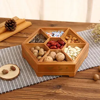 

Wooden Candy Box With Lid Snacks Storage Dispenser Nut Dried Fruit Server Display Plate Tray For Home Party Wedding Decor