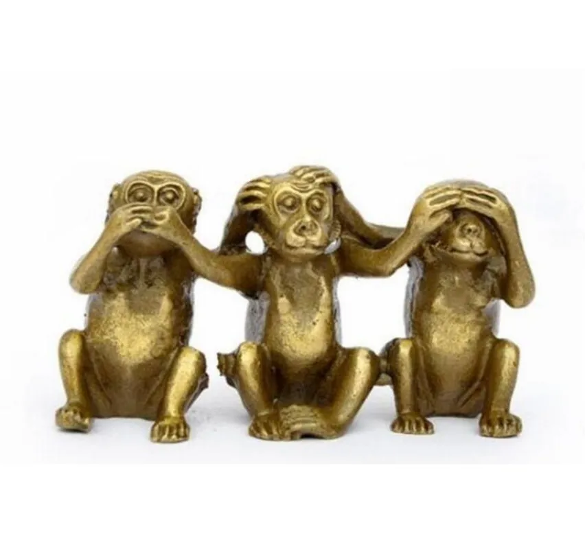 YM медная статуя коллекционные предметы из латуни See Talk Hear No Evil 3 маленькие статуи