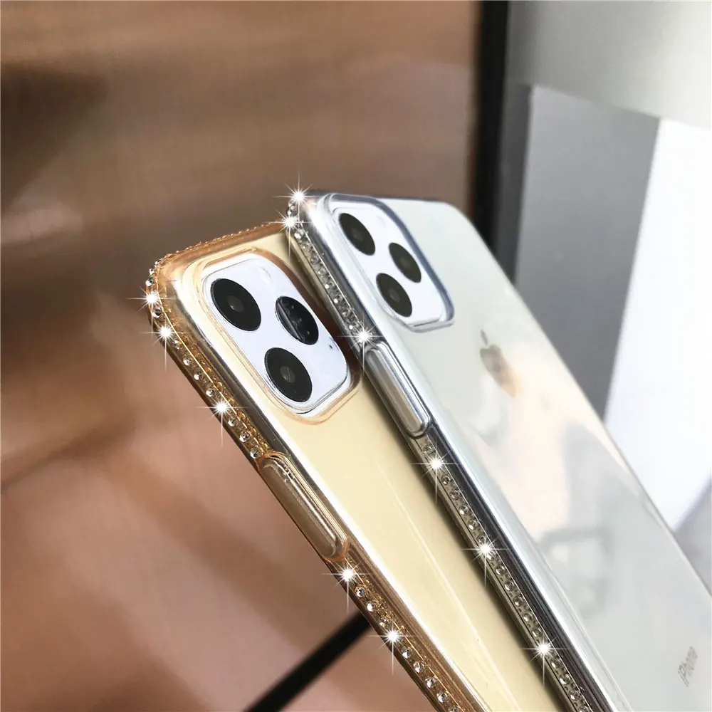 Алмазный бампер чехол для iphone 11 Pro MAX XR XS X 6 7 8 Plus samsung Note 10 S10 S20 Ultra A10 мягкий телефона|