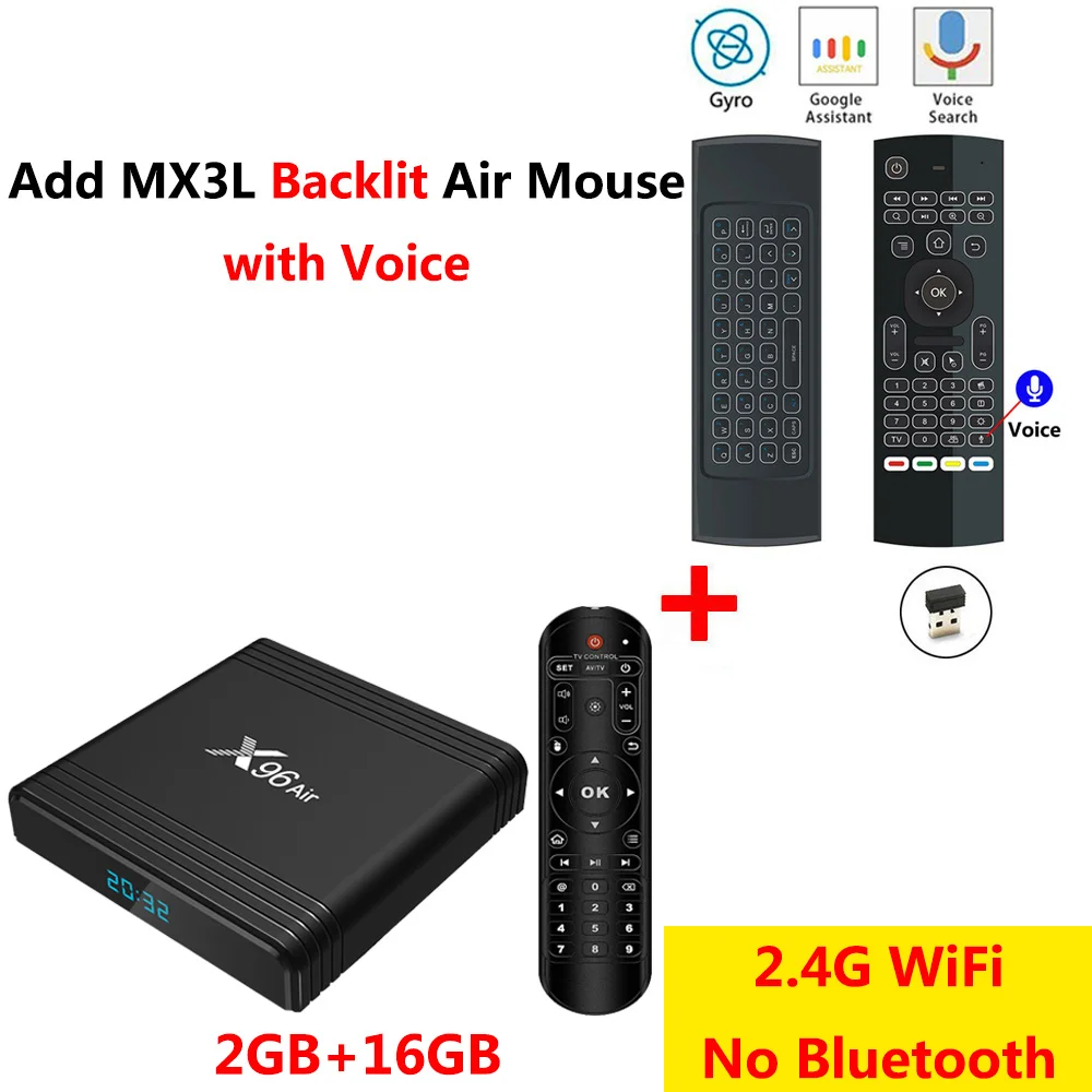ТВ-приставка X96 Air Amlogic S905X3 Android 9,0 4 Гб ОЗУ 32 Гб 64 Гб ПЗУ wifi медиаплеер 2 Гб 16 Гб X96Air 4K 8K UHD смарт-приставка - Цвет: 2GB16GB add MX3L mic