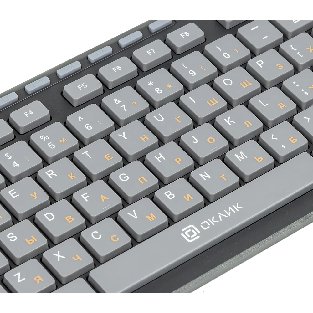 Клавиатура Oklick 480M черный/серый USB slim Multimedia