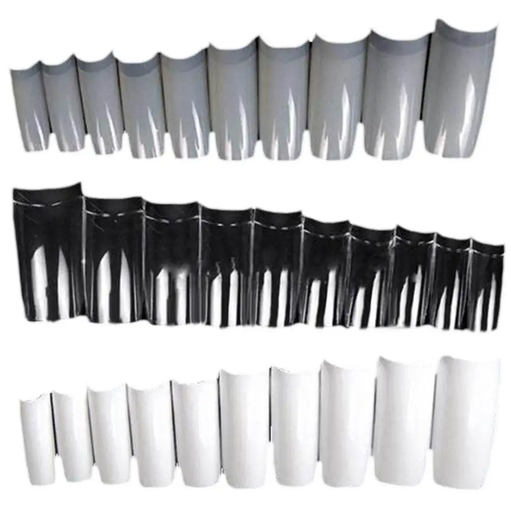 500Pcs White Clear French False Acrylic Nail Tips Ultra-thin Fake Art Full Cover Faux Fingernails Manicure | Красота и здоровье