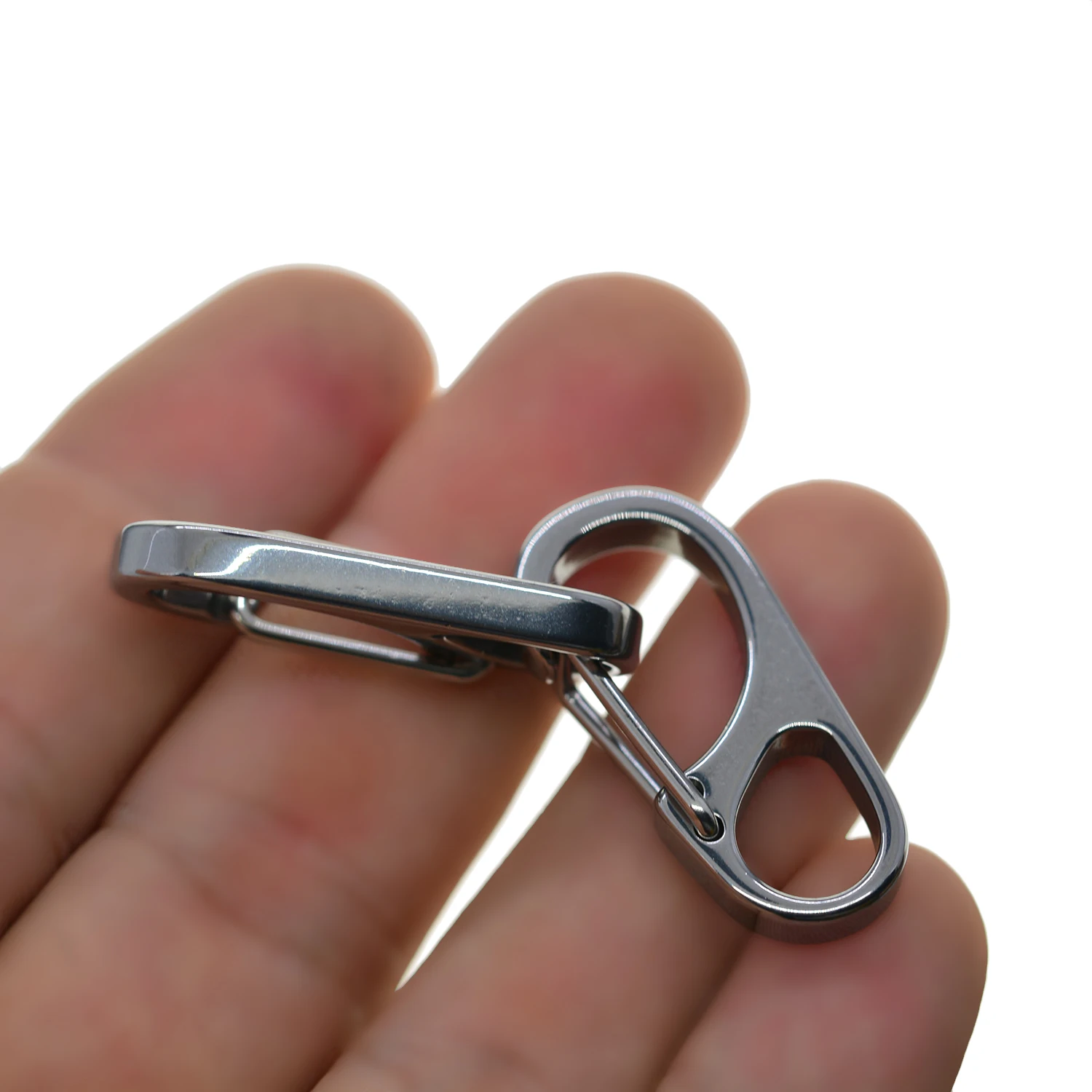 Small mini Super strong fine solid stainless steel spring snap hook quick  release carabiner bracelet paracord clasp EDC