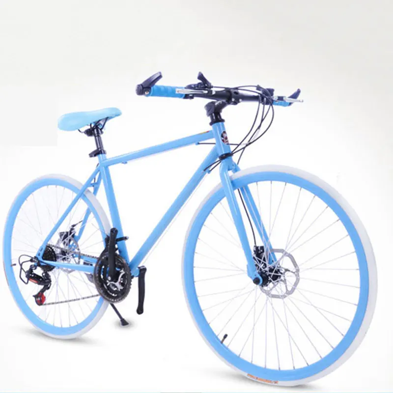 New Cool Road Bike Fixed Gear 26 Inch Speed Double Disc Brake Luminous Bright Adult Student Bicycle Man and Woman