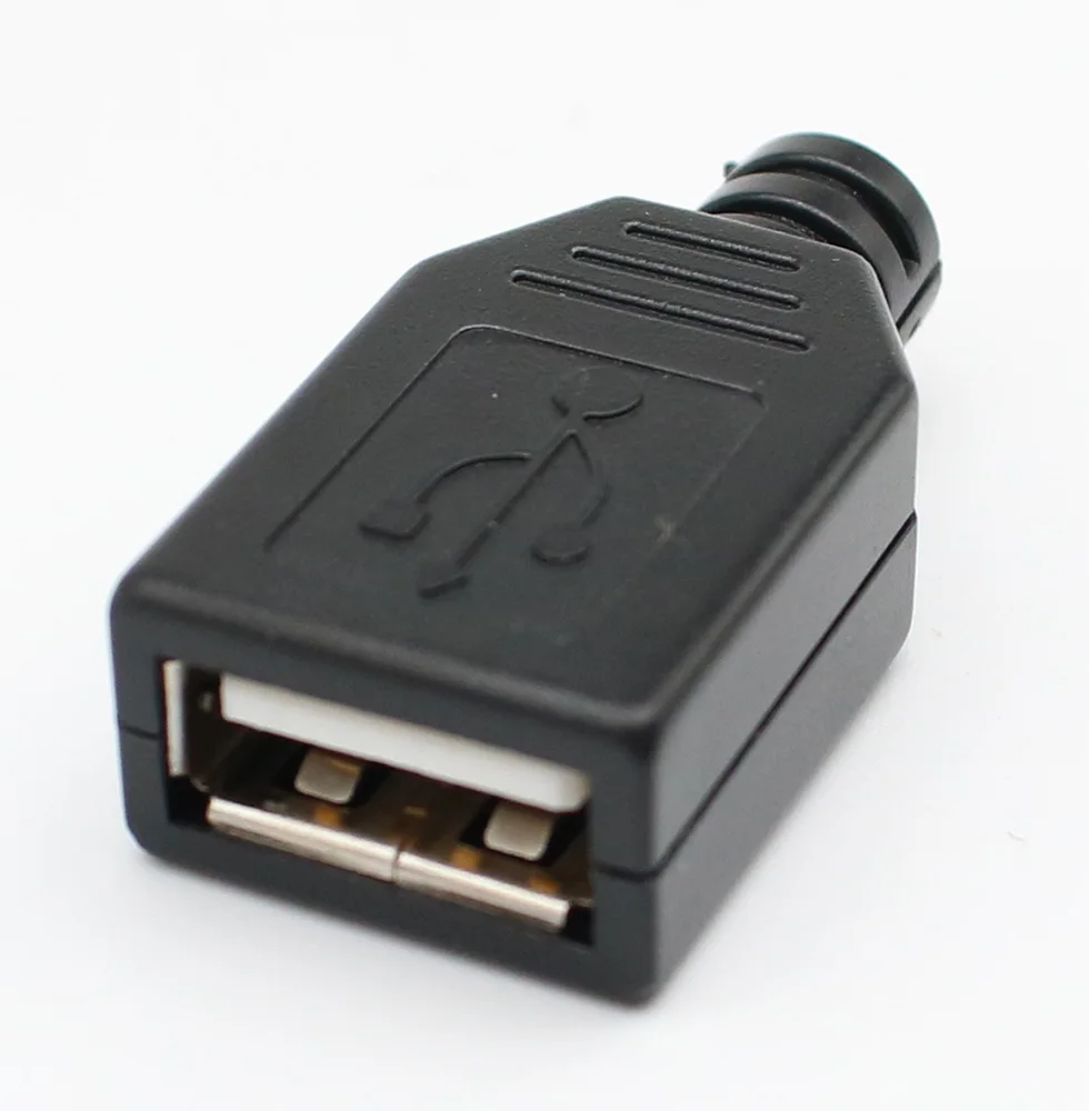 

10 Sets DIY USB 2.0 Connector Plug A Type Male 4 Pin Assembly Adapter Socket Solder Type Black Plastic Shell For Data Connection