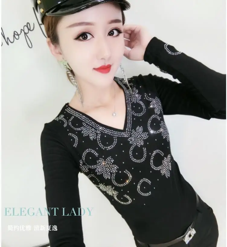 Алмазный Camisetas Mujer футболка Для женщин Стразы леди футболка Для женщин s футболки женские топ Vetement Femme в стиле «панк-рок»; одежда для детей;