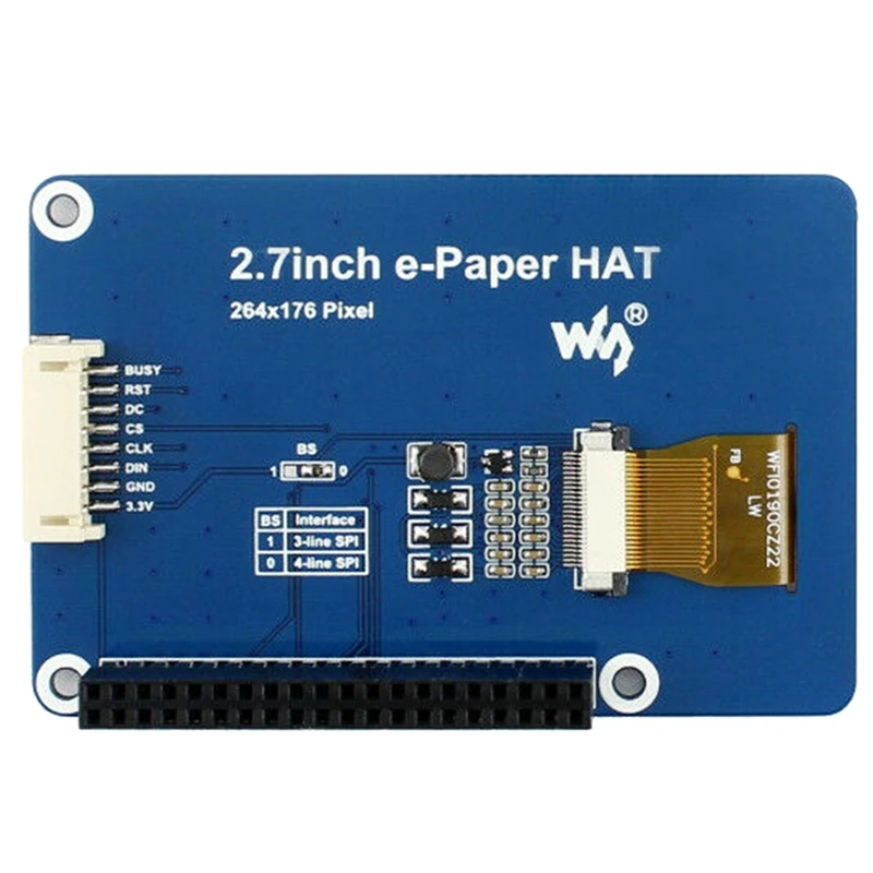 Waveshare 2,7 Inche-paper E-Ink display HAT 264X176, для Raspberry Pi 2B/3B/Zero W, три цвета: красный, черный, белый, SPI Interf
