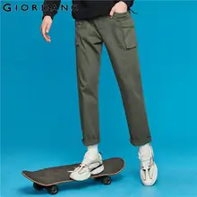 Giordano Men Pants Mid Waist Stretchy Cargo Pants Zip Fly Solid Trousers Full Length Pantalones Hombre 13119807