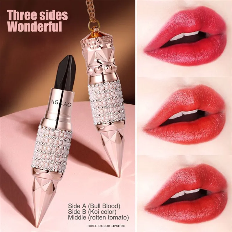 

1Pc Queen's Scepter Waterproof Long Lasting Lipstick Lips Sexy Makeup Matte Lipsticks 3 Colors in 1 Lip Balm