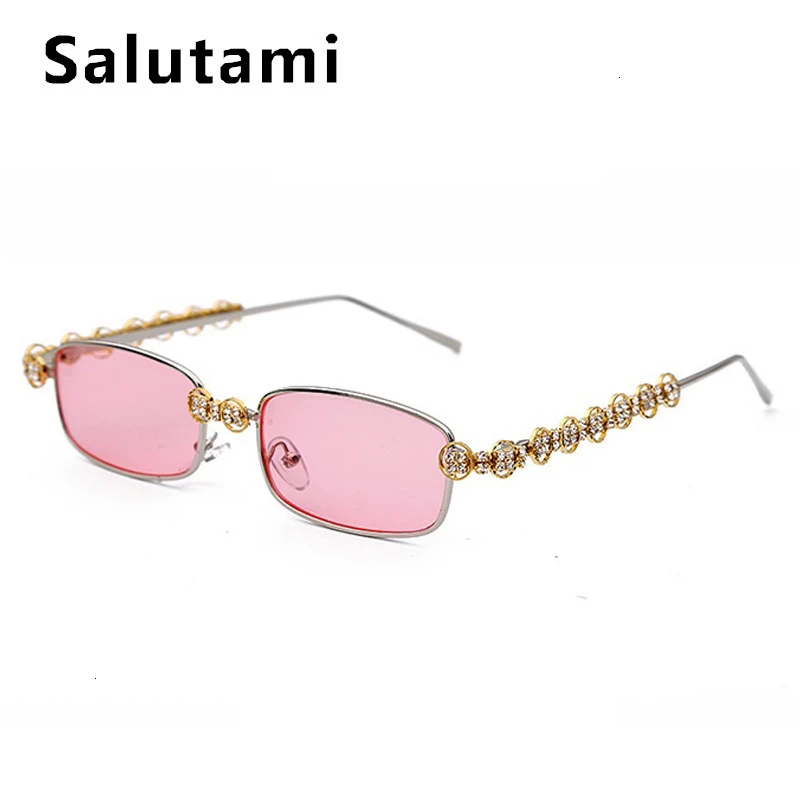 Square Crystal Party Prom Sunglasses For Women New Fashion Alloy Rhinestone Frame Chic Eyewear Female Sexy Small Shades Ins