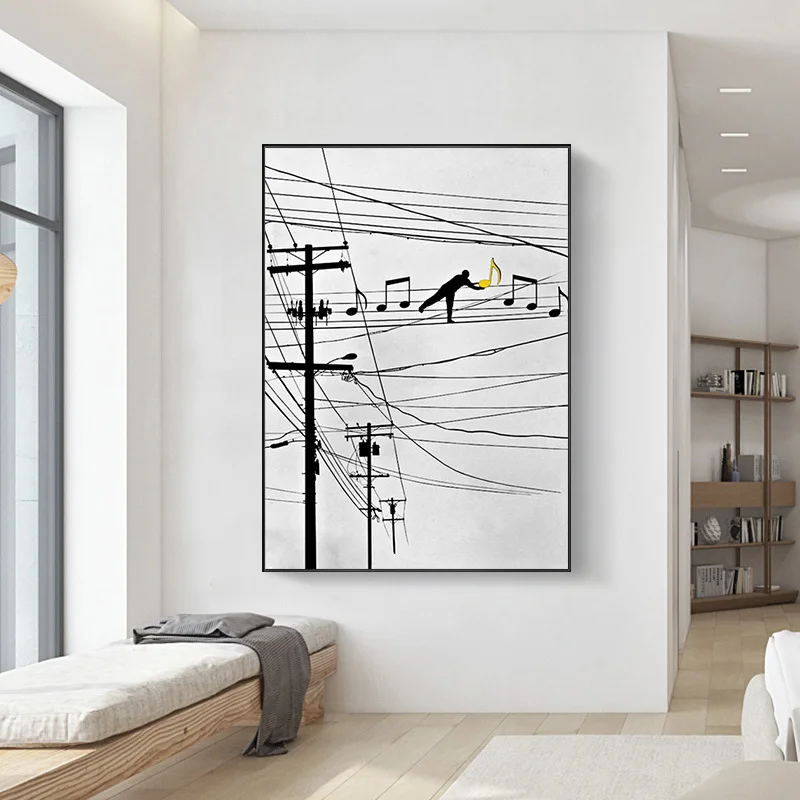 

Creative Cool Industrial-Style Restaurant Wall Decoration Painting Bar Retro Black And White Gray Hanging Painting Stairs Hallwa