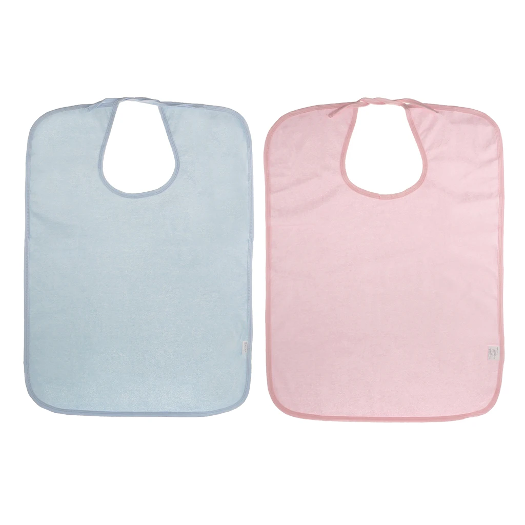 

2 Pieces Adult Disability Bib Mealtime Cloth Protector Apron Waterproof