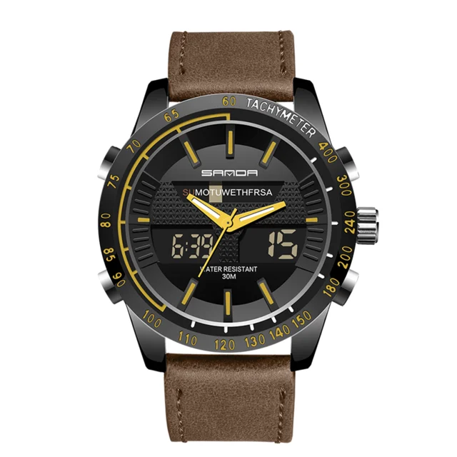 BlackYellow Новые мужские часы спортивные мужские s часы topLuxury брендовые водонепроницаемые мужские часы с кожаным ремешком военные цифровые кварцевые часы relogio masculino - Цвет: BlackYellow