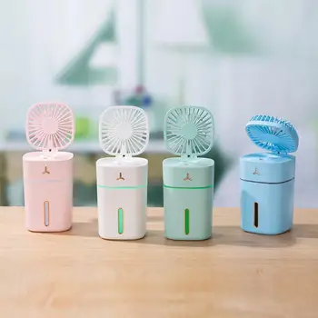 

2020 Mini USB Portable Fan Mist Spray LED Light With USB charge Small Desk Fans handheld Air Cooler Conditioner for Room Office