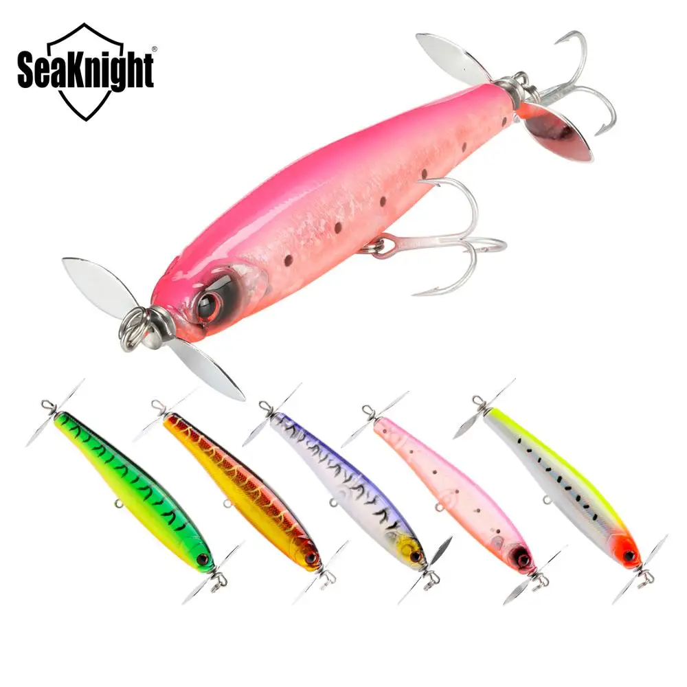 

SeaKnight SK034 Pencil 14.5g 90mm 3.54in Propeller Hard Fishing Lure 5Pcs/Lot Topwater Artificial Bait 3D Eyes VMC Hooks