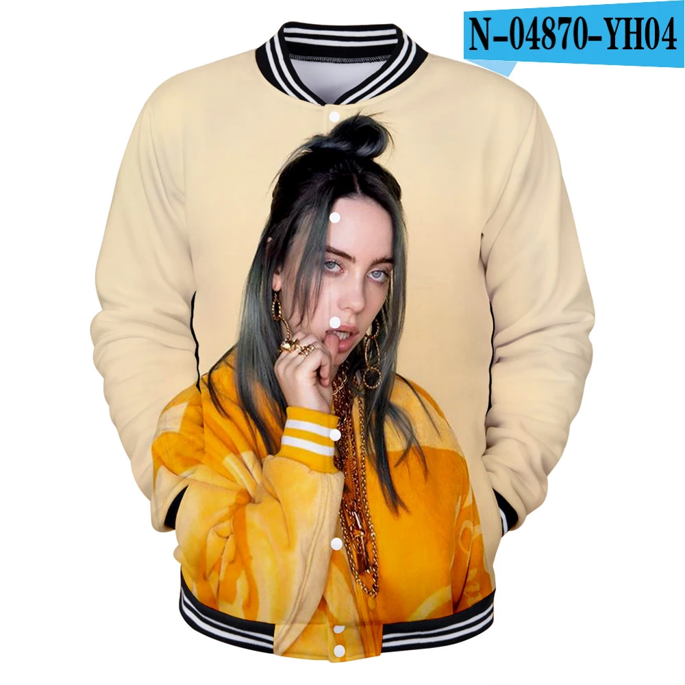 Модная бейсбольная форма для отдыха Billie Eilish3D, удобная куртка для мальчиков и девочек, Новая Черная Толстовка в стиле Харадзюку - Цвет: 3D