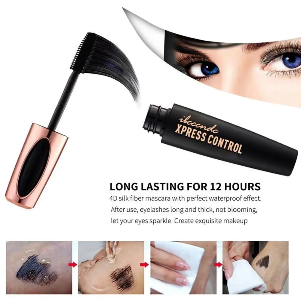 

4D silk fiber mascara waterproof and easy to dry natural mascara eyelash black thick soft eyelash long makeup O1L9
