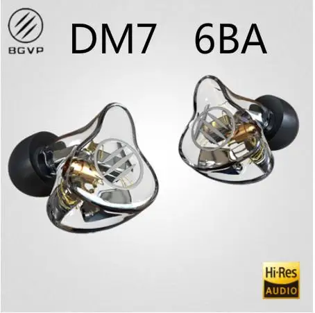 Внутриканальные наушники BGVP DM7 6BA Hi Fi 2019 настроенные IEM Knowles звуковые драйверы