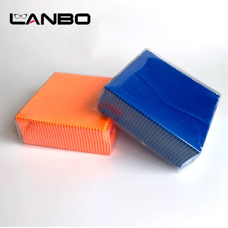 LANBO-toallitas de microfibra para limpieza de gafas, paño para limpiar  lentes y pantallas de teléfono, color azul, 100 piezas, 13x13cm