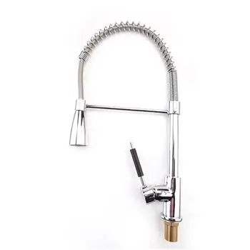 

[US-W] Pull-down kitchen sink faucet wash basin spring telescopic shower brushed nylon hose