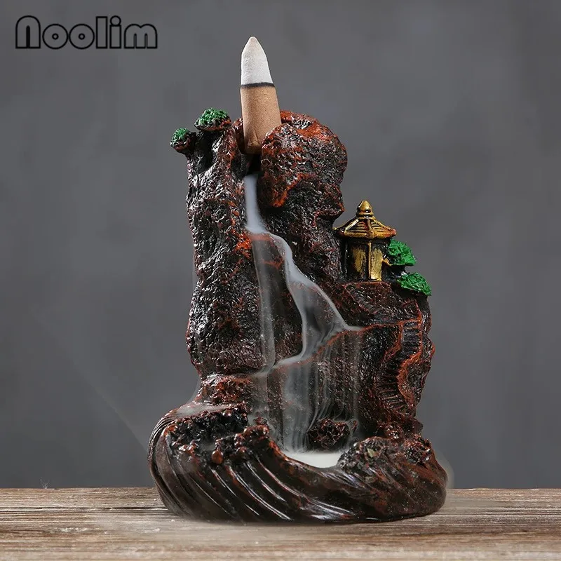 J Поделки из резины, горная курильница для благовоний, горелка, домашний декор, креативный держатель для благовоний, с орнаментом, ароматизированные, водопад, курильница - Цвет: J