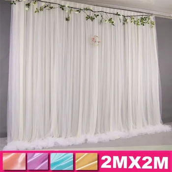 

Tulle Hanging Curtain for Wedding Backdrop Curtain 2x2m Event Party Decor Wedding Stage Background Silk Drape Decor for Stage