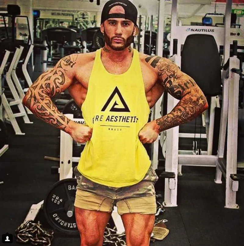 Мышцы Фитнес братья стиль Мужчины Спорт Бег аппарат упражнения Чистый хлопок эластичность дышащий жилет