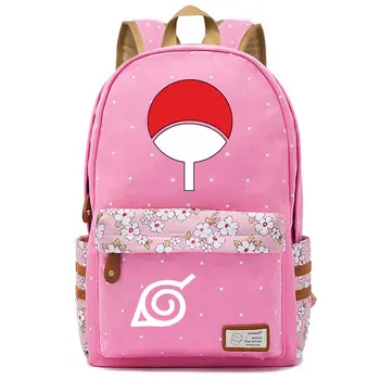 

2020Hot Uzumaki Naruto Sasuke Uchiha Sharingan Flower Dot Boy Girl School Bag Women Bagpack Teenagers Schoolbags Canvas Backpack