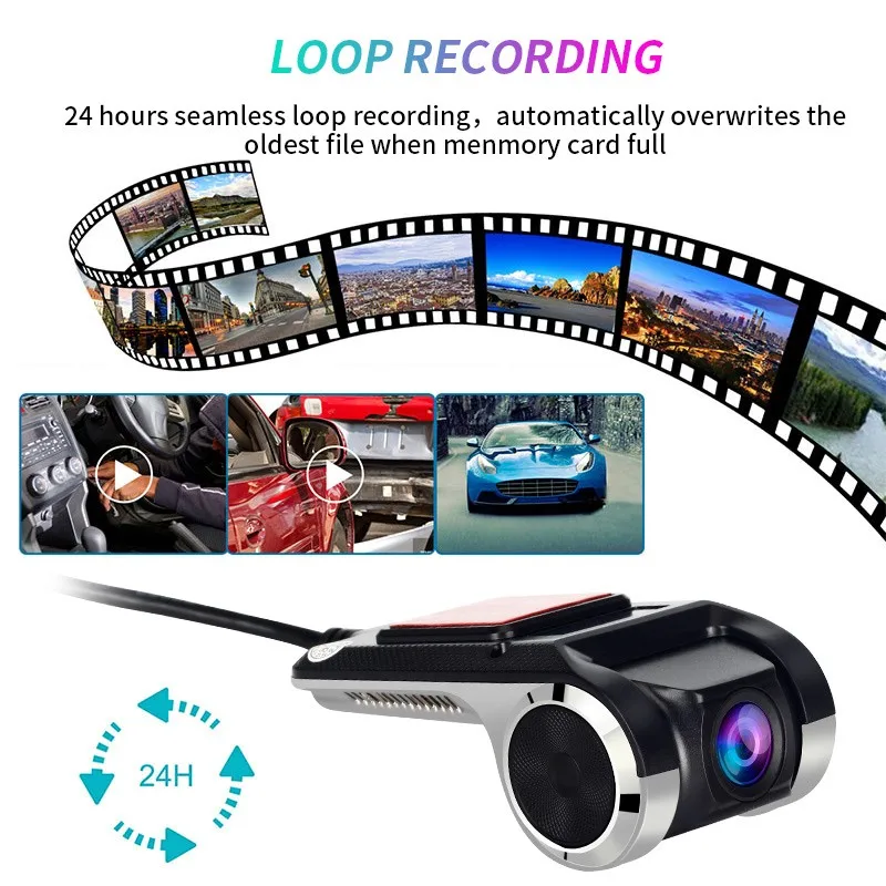 U2 Dash Cam Car DVR Camera Auto Full HD 1080P Video Recorder USB Tachograph Hidden Car Camera Recorder Night Vision Camera