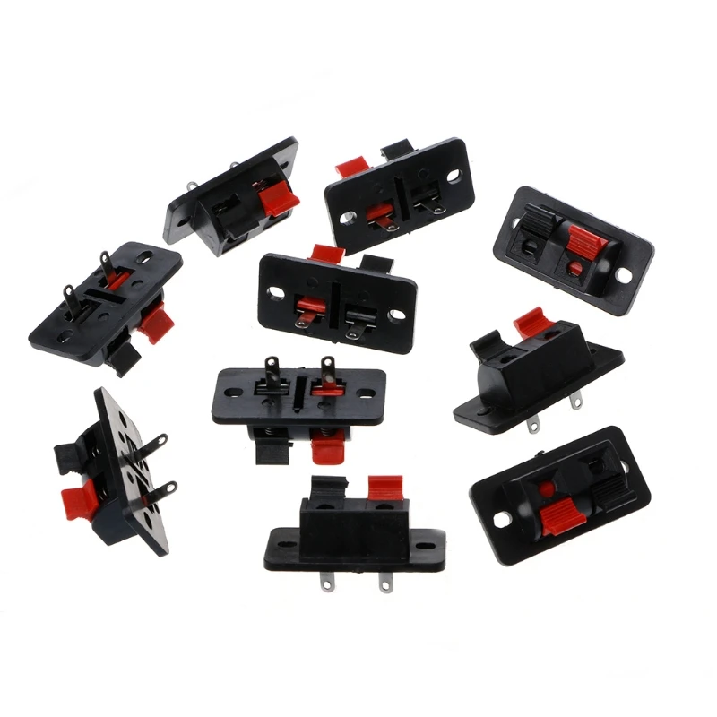 

10 Pcs 2 Positions Terminal Connections Of Push Button Connector In Jack Spring Load Speaker Audio#1