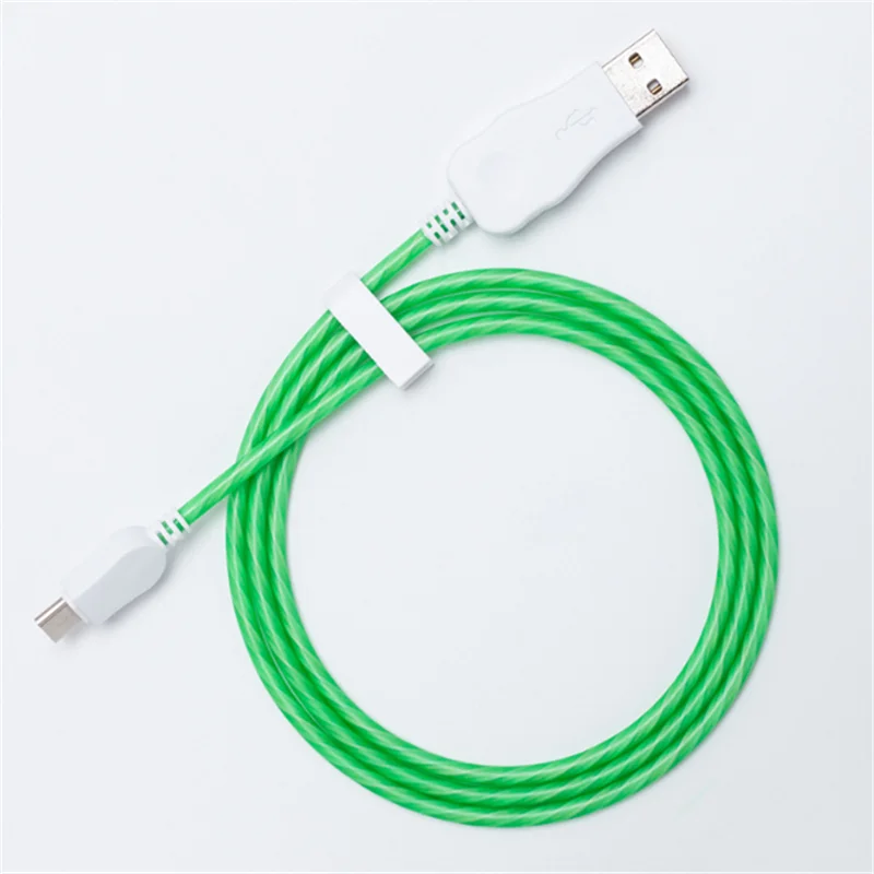 Течёт светильник type C USB кабель для iPhone samsung A20E A2 Core A20 A30 A40 M10 M20 M30 huawei Быстрая зарядка USB кабель - Цвет: Green