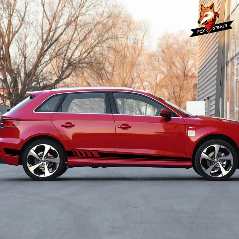 

2 шт. двери автомобиля сбоку юбка Стикеры боковая Автомобильная юбка двери кузова талии наклейка линия Стикеры аксессуары для Audi