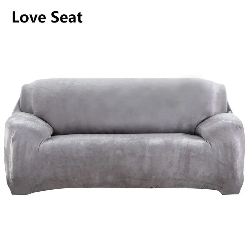 Double seat Плюшевый утолщенный эластичный чехол для дивана, универсальный секционный чехол для дивана 1/2/3/seater, однотонный эластичный чехол для дивана для гостиной - Цвет: Double seat