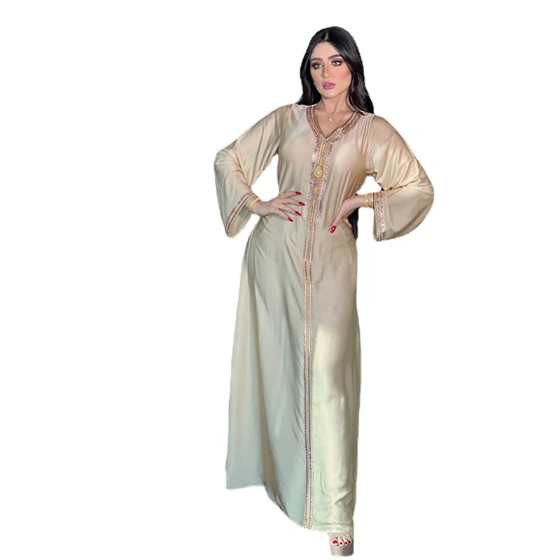 Turkey Muslim Dress Islam Djelaba Robe Satin Abaya Dubai Kaftan Longue