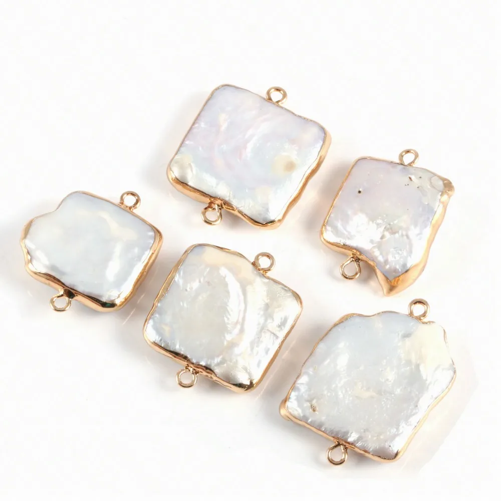 

Natural Square Pearl Shell Connector Fashion Jewelry DIY Bracelet Necklace Charmfor Jewelry Making size 20*25mm