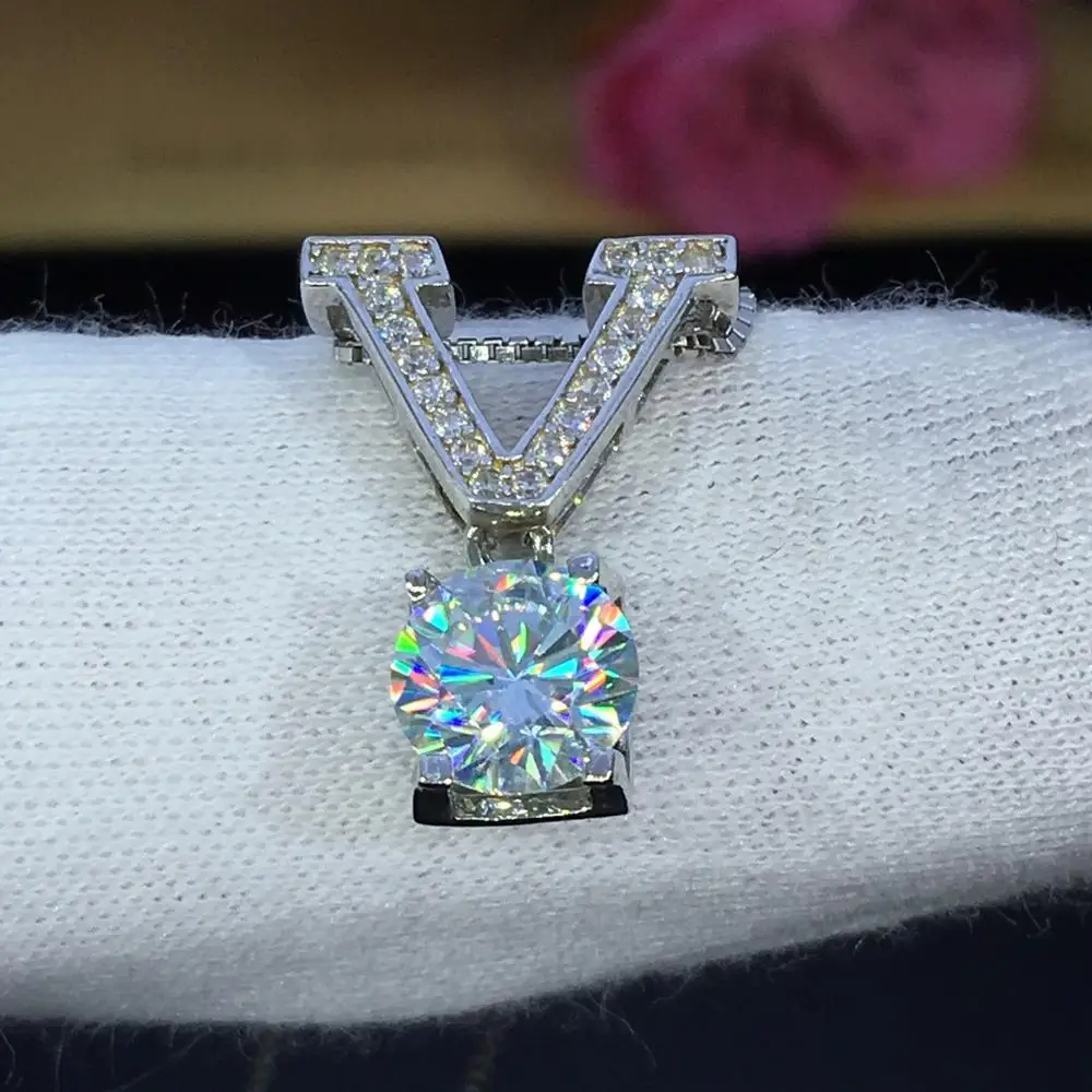 Круглые серебряные подвески из муассанита в виде стихов еврей, 1ct D VVS, роскошные подвески из муассанита для женщин