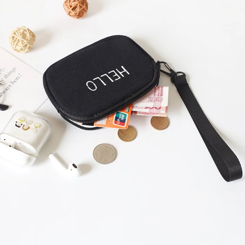 New Fashion Hello Letter Pattern Wrist Wallet Casual Storage Card Bag Simple Student Mini Bag