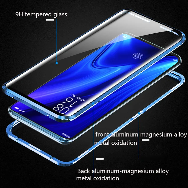 Магнитное поглощение двухстороннее защитное стекло 360 для Xiaomi Mi 9T 9TPro чехол