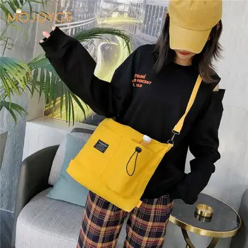 

Women Simple Big Capacity Canvas Bag Vintage Zipper Flap Bag Ladies Shoulder Messenger Crossbody Bags Totes Pure Color Handbag