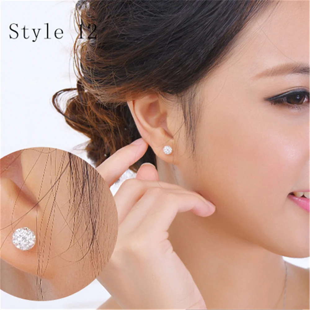 925 Sterling Silver Earrings Stud for Women Solid Silver Jewelry Earrings Bling CZ Zircon Stone Stud Brincos Bridal Wedding