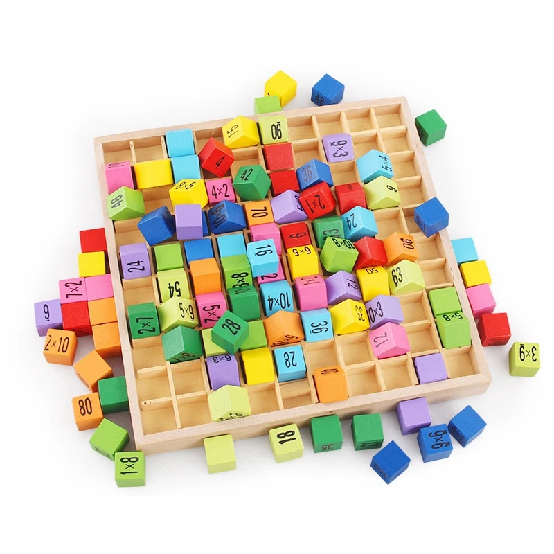 Деревянный пазл для детей игрушки 99 таблица умножения математика игрушка 10x10 фигурные блоки