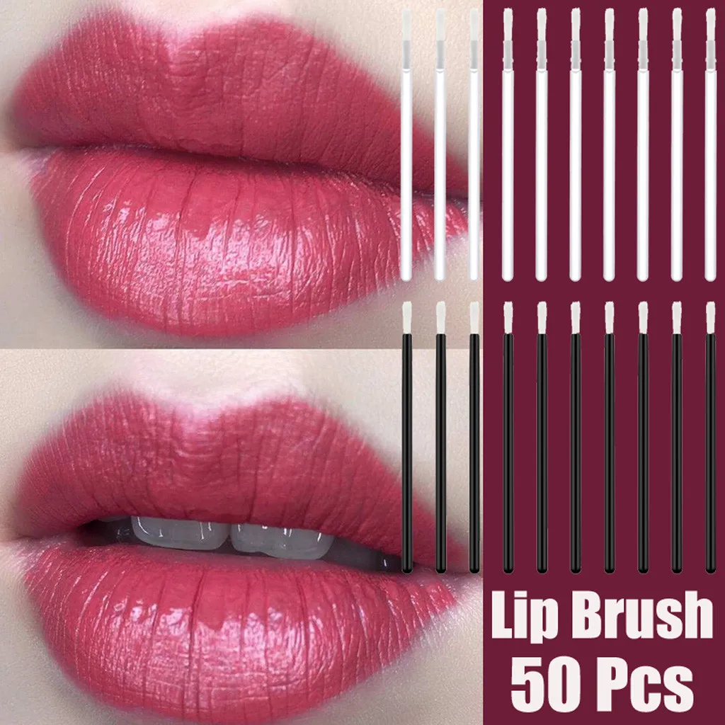 50pcs Disposable Lip Brush Set Lipstick Mascara Wands Cleaning Eyelash Eyebrow Makeup Applicators tools top sale products |