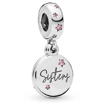 

2019 NEW 100% 925 Sterling Silver Forever Sisters Hanging Charm Pendant Original Bracelet Jewelry Beads Fashion Women's Gift