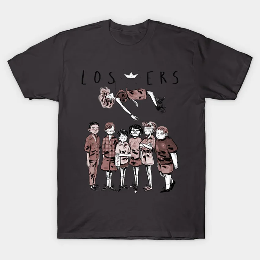 Темно-серый The Losers Club T-Shirt It t shirt pennywise stephen king losers club clown illustration adventure horror 80s movie vintage - Цвет: Темно-серый