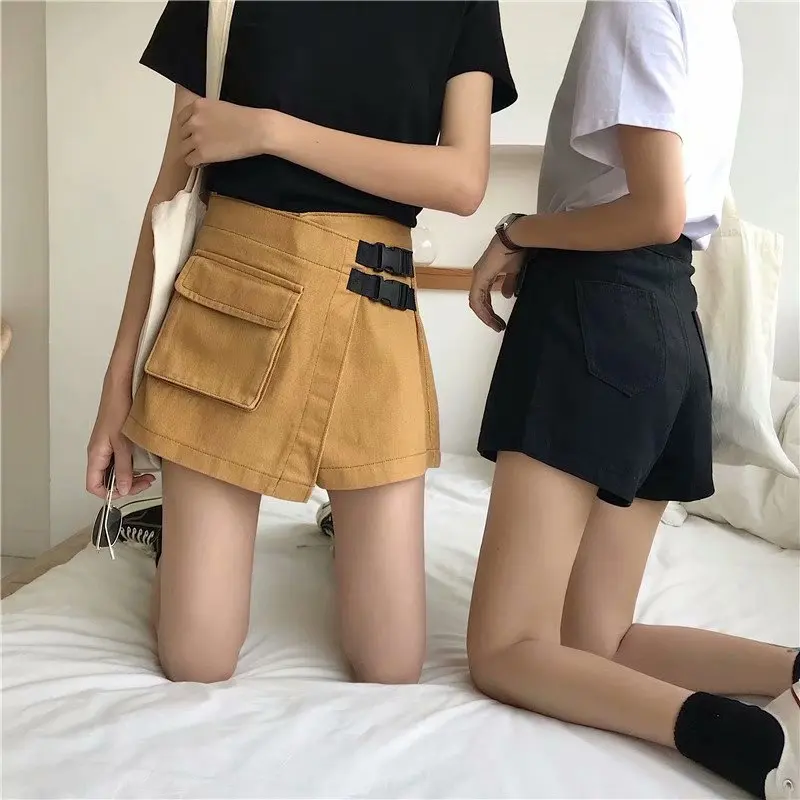 

INS New Style Korean-style Versatile High-waisted Straight Wide-Leg Skirt Large Size 200 A- line Divided Skirt Women's Autumn De